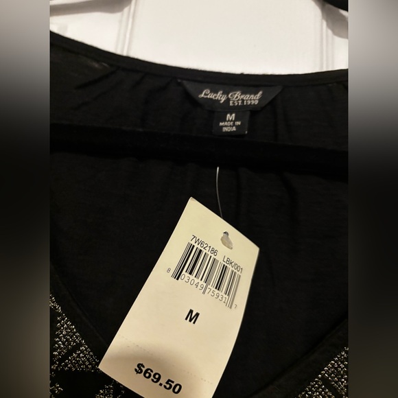 Lucky Brand Black Embroidered Blouse (New) - Picture 3 of 3